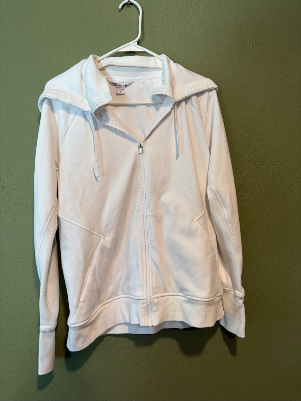 Athleta White Fleece-lined Full-Zip Hoodie